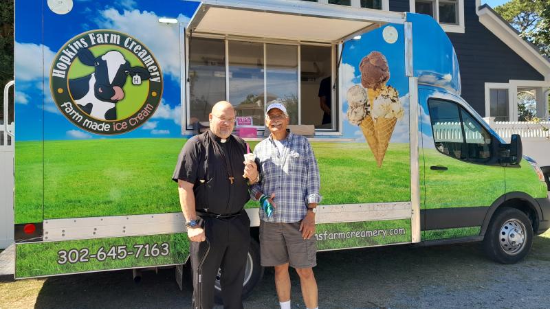 Father William Cocco of St. Edmond's Roman Catholic Church, left, and the Rev. Eddie Jusino of Westminster Presbyterian served as event co-hosts.